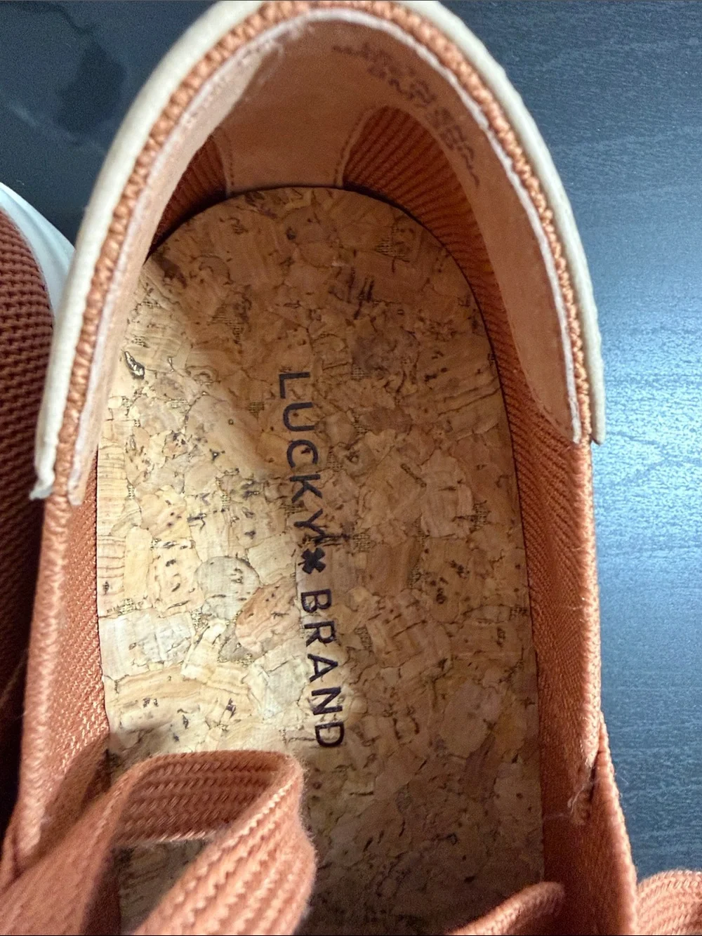 Lucky Brand Terracotta Knit Sneaker with White Trim